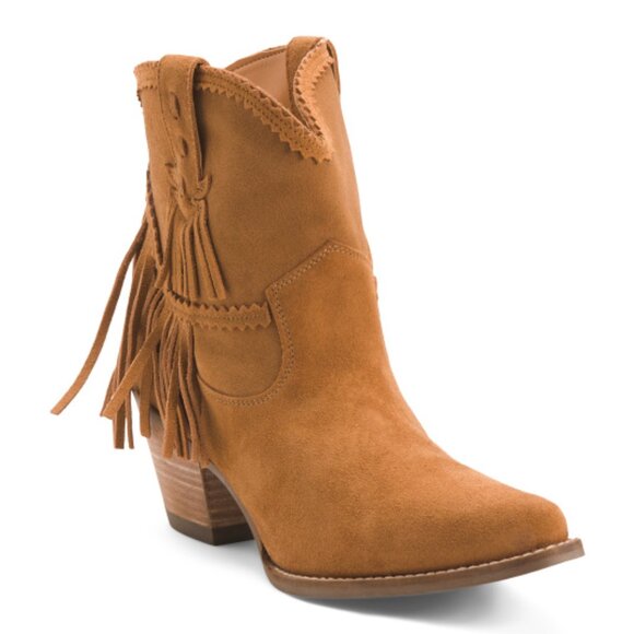 Dingo Suede Fringe Western Boots in Camel - Picture 1 of 3